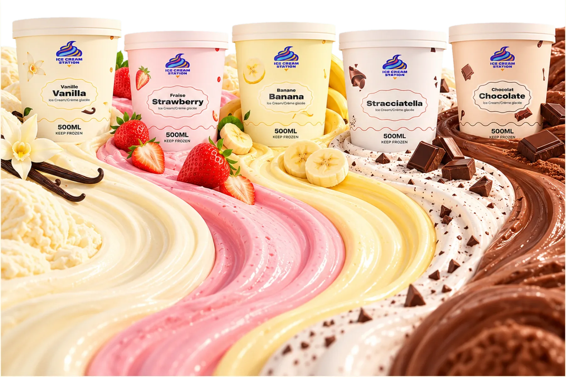 The five Ice Cream Station tubs on rivers of their own ice cream